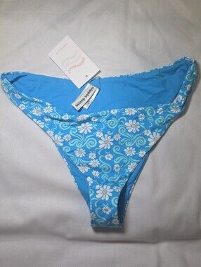Dippin' Daisy's Turquoise Blue Floral Bikini Bottoms NWT Size Lg